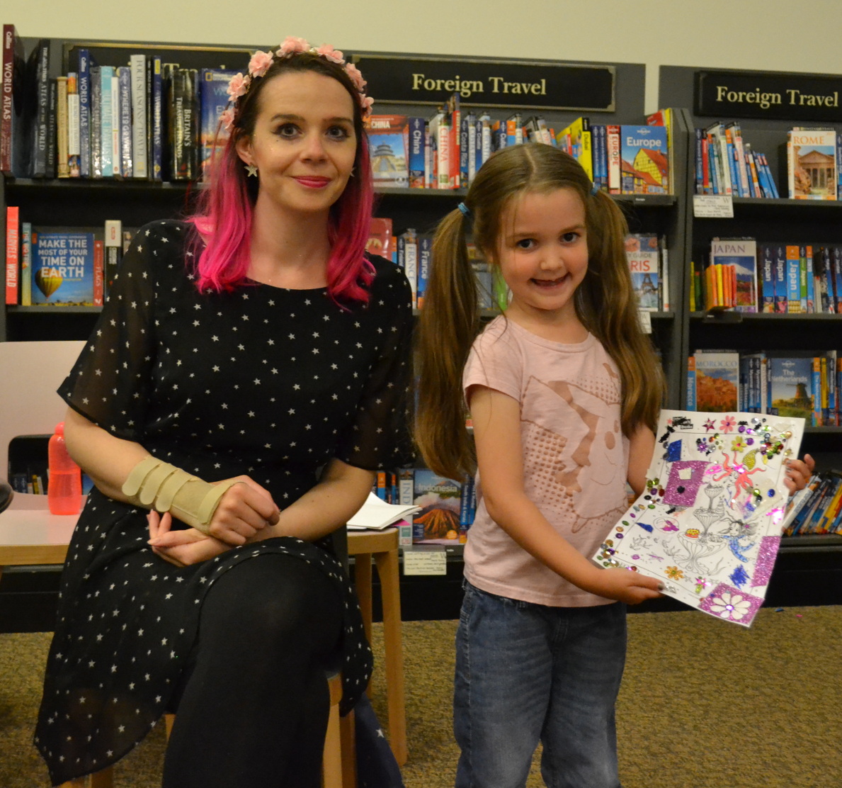 Lacey's colourful picture at Hatfield Waterstones Event