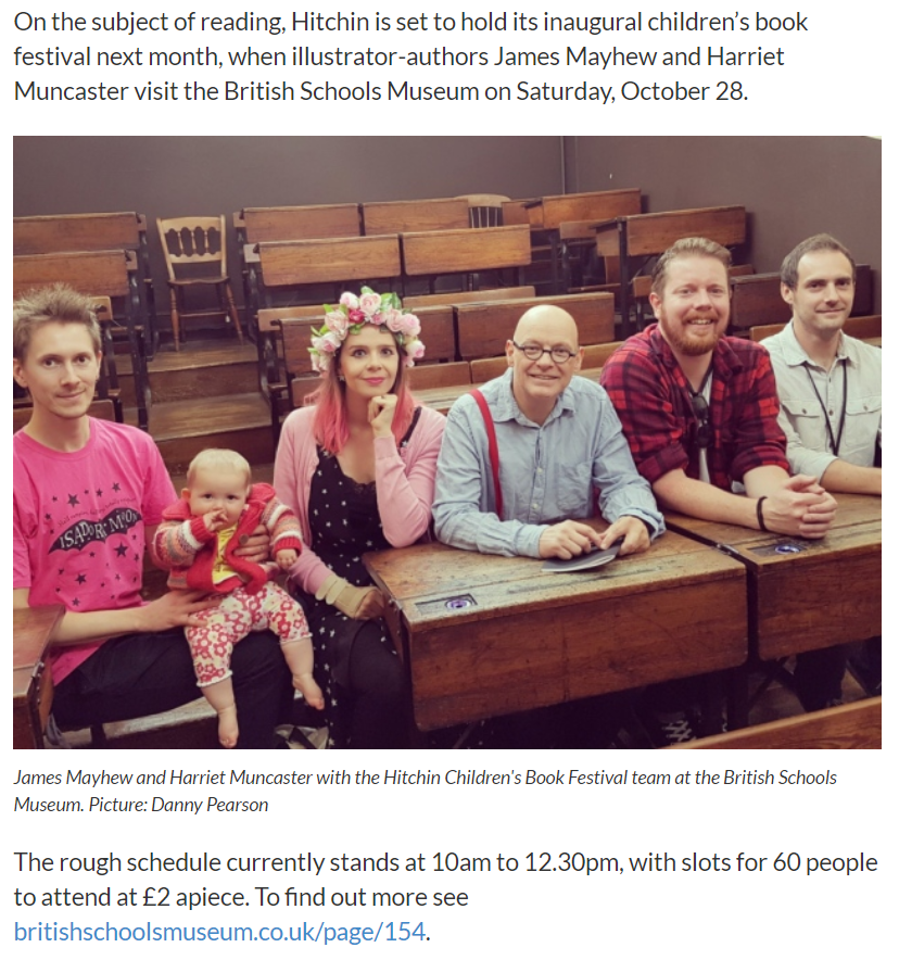 Hitchin Childrens Book Festival featured in the Comet