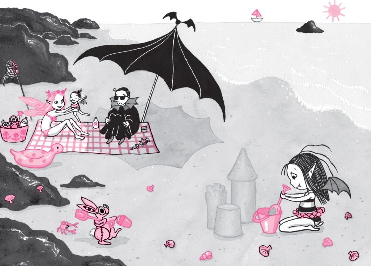 Isadora Moon and family on beachIsadora Moon and family on beach