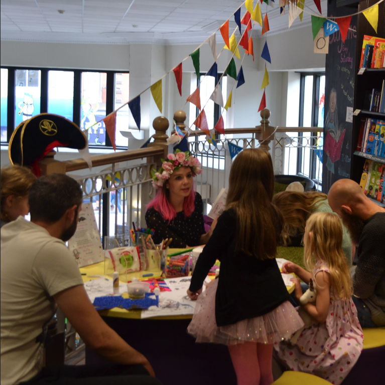 Harriet Muncaster in the children's section of Derby Waterstones