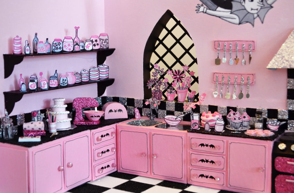 The background of Isadora Moon's 3D illsutration kitchen by Harriet Muncaster