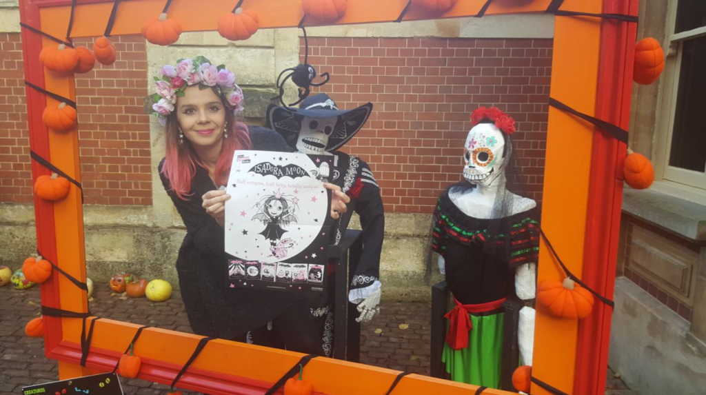 Harriet Muncaster and Isadora Moon in the Horrible Halloween Frame at Waddesdon Manor