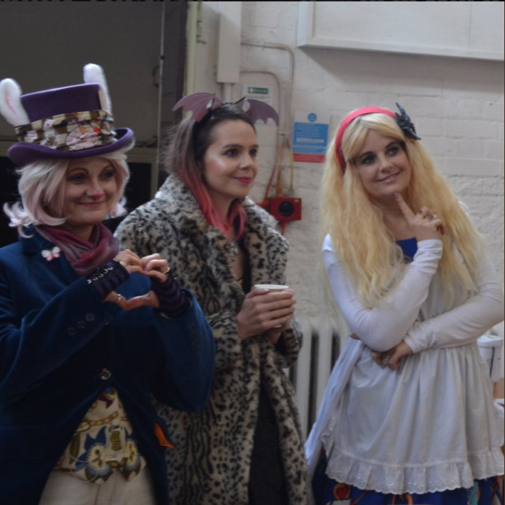 Harriet Muncaster with Imajica theatre company at Hitchin Childrens Book Festival