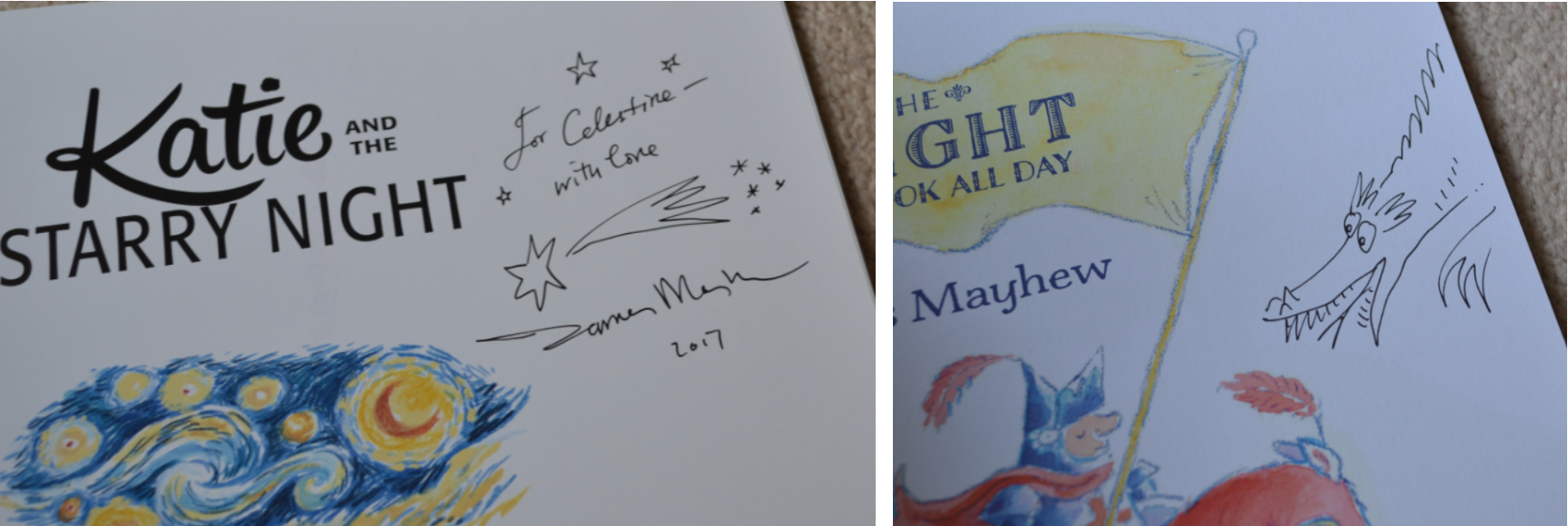 James Mayhews dedications in two books