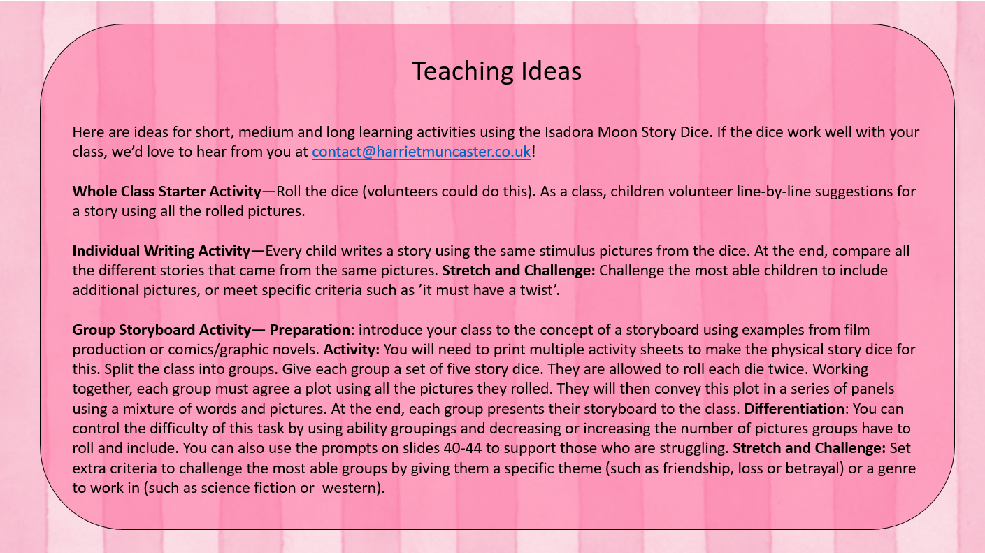 Isadora Moon Story Dice Teaching Ideas Slide