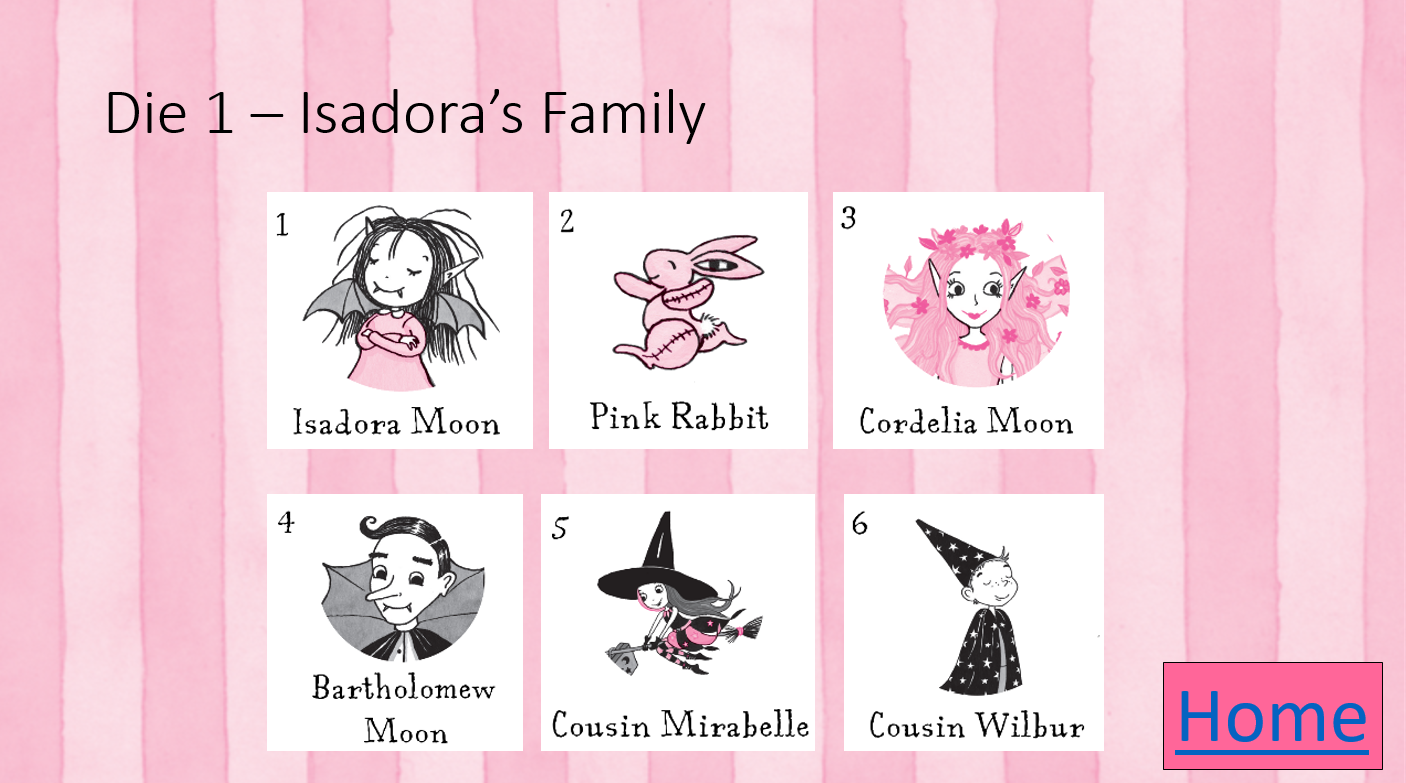 Isadora Moon Story Dice example dice slide