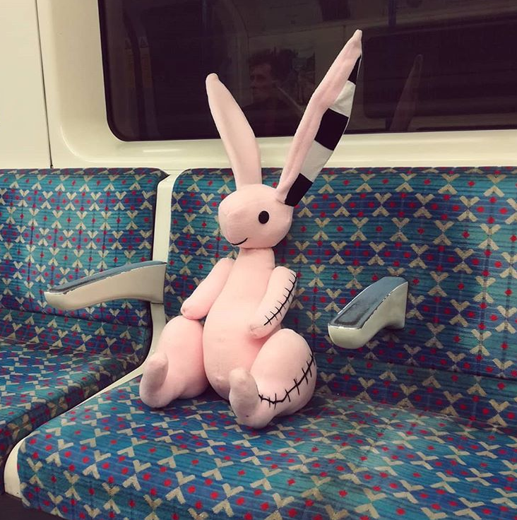 Isadora Moon's Pink Rabbit riding the London Underground