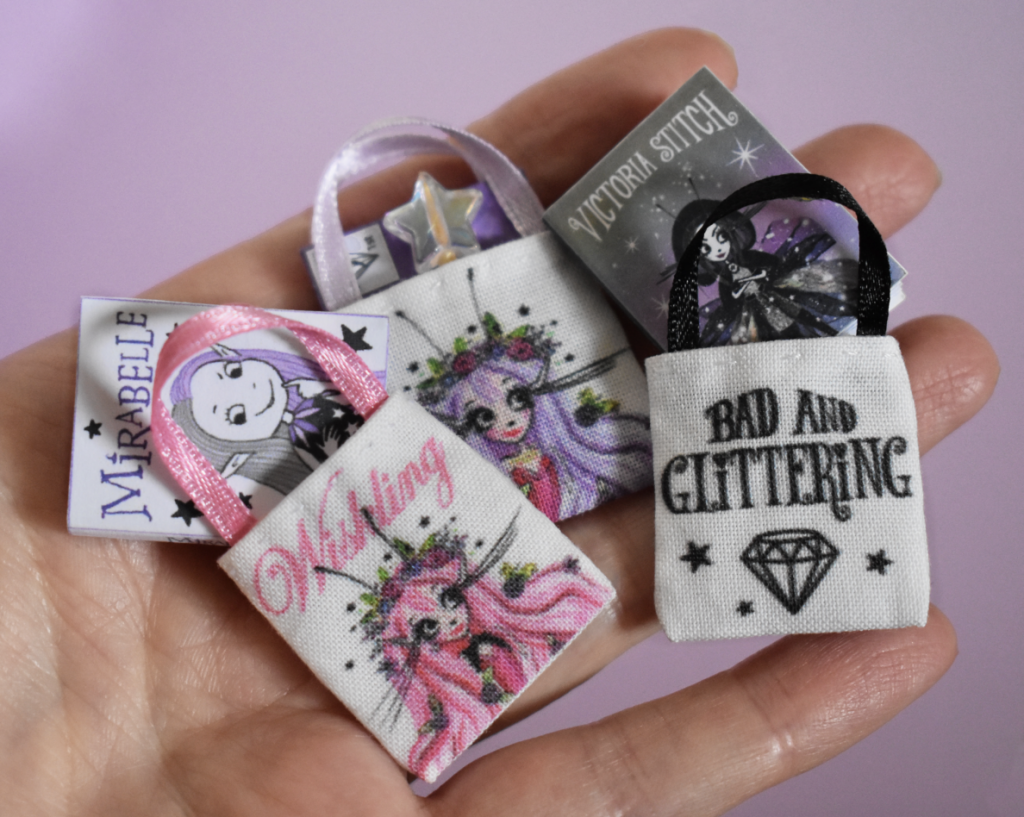 Victoria Stitch Bad and Glittering Mini Tote Bags