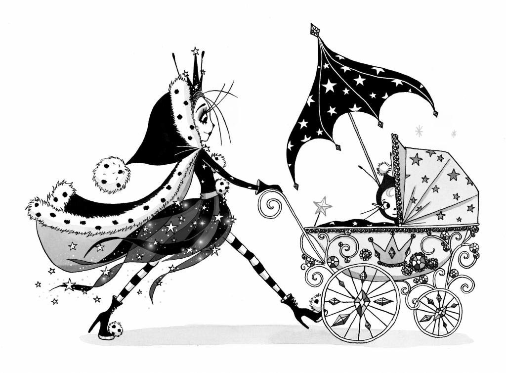 Victoria Stitch pushing Minnie Stitch in her pram by Harriet Muncaster